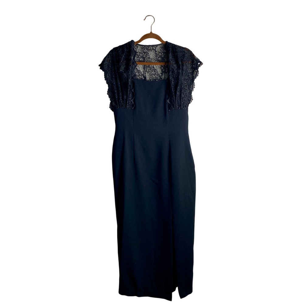 Vintage 90s Carole Little Lace Black Maxi Dress Gothic Whimsigoth Formal Punk
